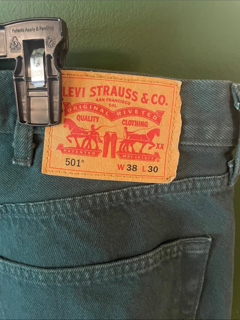 Levi's 501 Green Men’s Jeans Button Fly Straight Leg Size 38x30
